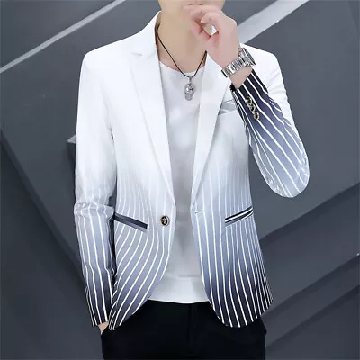 Men Formal Work Blazer Jacket Business Casual Button Slim Fit Suit Coat Tops • $48.65