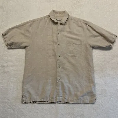 Vintage Field Master Beige Canvas Button Down Short Sleeve Shirt Mens Size M • $4.99