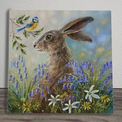 Ceramic Tile Picture  Bluebell Hare  By Judith Yates New & Boxed 20cm X 20cm • £25.95