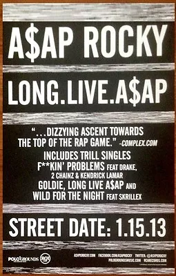 A$AP ROCKY Long.Live.A$AP Ltd Ed New RARE Tour Poster +BONUS Hip-Hop Rap Poster! • £28.92