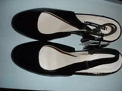 NWT Zara Basic Leather Shinny Black Pumps High Heel Shoes US 6.5 Eu 37 NEW • $12.99