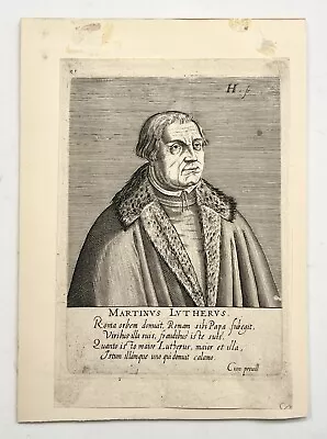 Antique 17c Engraving Of Martin Luther By Hendrik Hondius • $95