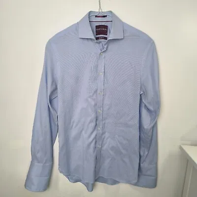 M&S Sartorial Mens Shirt - Blue Pin Stripe - 15  Collar Slim Fit. Long Sleeve. • £4.99