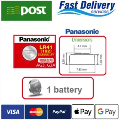 AG3 LR41 1.5V Panasonic Lithium Coin Button Cell Battery 192 SR41W SR736GP192 • £2.83