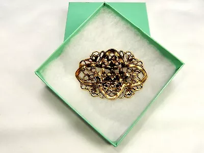 Vintage Lady's Shoe Clip Brass Floral Filigree Musi Jewelry JWL-010 • $9.95