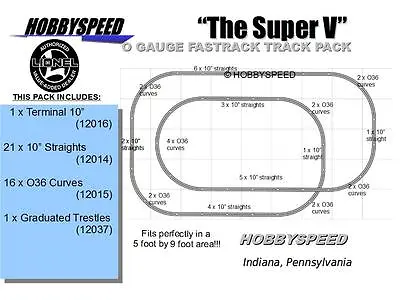 LIONEL FASTRACK THE SUPER V TRACK PACK LAYOUT Train 5' X 9' O GAUGE Trestle NEW • $298.84