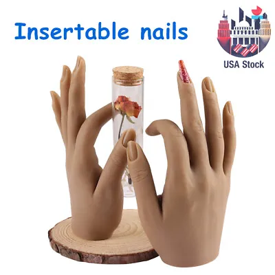 Silicone Hands Nail Practice Real Mannequin Female Model Display Insertable • $215.10