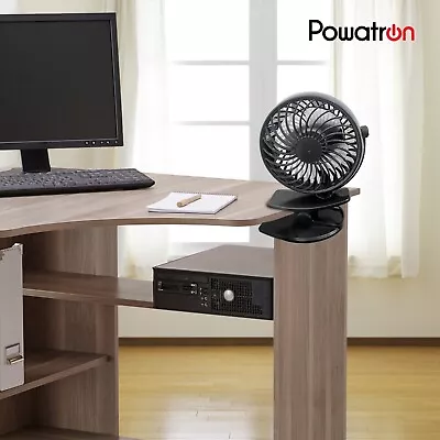 Mini USB Desk Cooling Fan 3 Speeds 7 Inch Clip On Quiet Portable Table Fan • £9.99