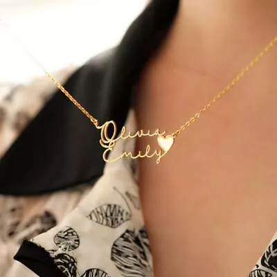 Custom Two Name Necklace 21K Gold Couple Name Necklace Kids And Mom Necklace • £7.56