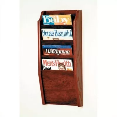 Pemberly Row 4 Pocket Magazine Wall Rack In Mahogany • $87.21