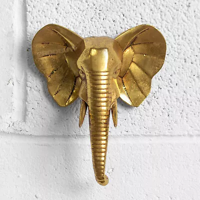 Elephant Head Bust Wall Mounted Ornament Home Decoration Figurine Sculpture Gift • £18