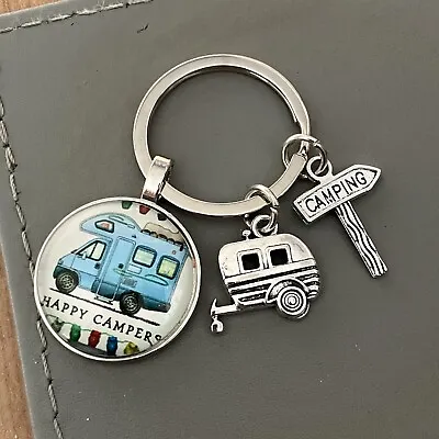 Camper Van Split Ring Keyring • £3.41