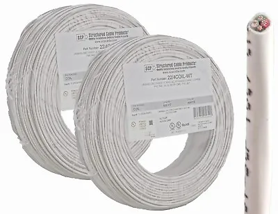 2 Rolls 500' Ft 22 Ga Gauge 4 Conductor Stranded Alarm COPPER Wire Cable White • $106.95