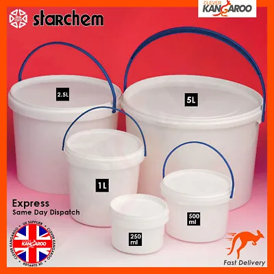 £18.85 • Buy Plastic Buckets Tubs Paint Kettle W/ Lids + Handle For Paint Craft Container Pot