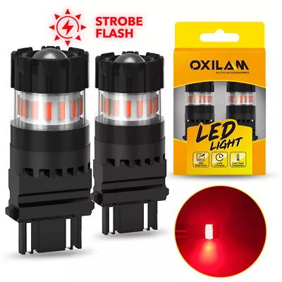 OXILAM 3157 3457 3757 LED Strobe Brake Stop Tail Lights Bulbs Lamps Red Bright • $17.52