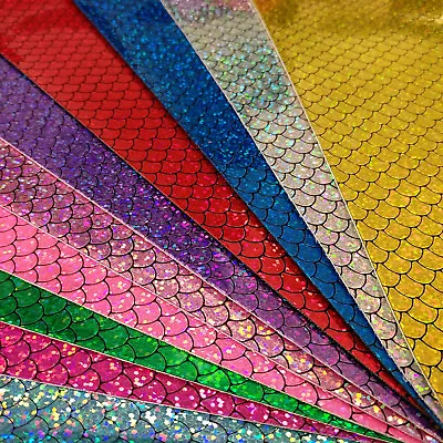 Mermaid Vinyl Glitter Fabric A4 Sheets Felt Backed For Bows & Crafts • £3.49