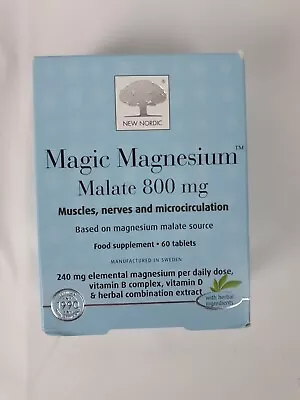 New Nordic Magic Magnesium Malate 800mg Muscles Nerves  60 Tablets • £19.50