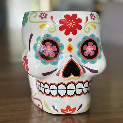 Large Day Of The Dead Dia De Los Muertos SKULL Mug Cup Coffee Floral Art Mexico • $18.95