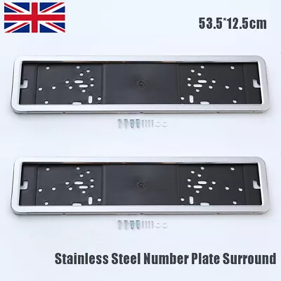 2x Stainless Steel Number Plate Surround Holder ABS Backing License Universal • £10.96