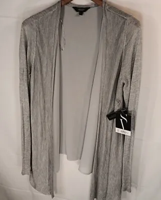 Simply Vera Vera Wang Womens Gray Flyaway Open Front Cardigan Sweater Sz L NWT • $11.62