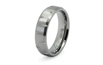 Titanium Diamond Cut Pattern Design Mens Wedding Band 6MM | FREE ENGRAVING • $15