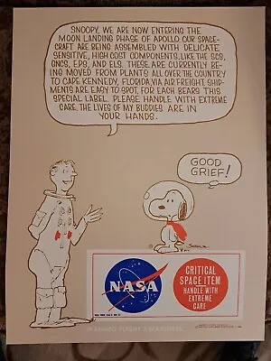 NASA Space Poster Snoopy  Good Grief  Tan Color Vintage Original Rare Excellent • $99