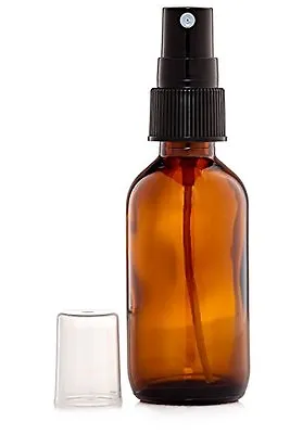 2oz Amber Glass Bottle With Black Mist Sprayer - Choose Your Quanity • $7.99