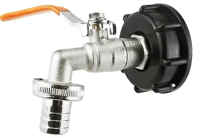 Ibc Tank Adapter S60x6 60mm Coarse Thread + Lever Tap & 1/2  Hose Tail Outlet • £11.69