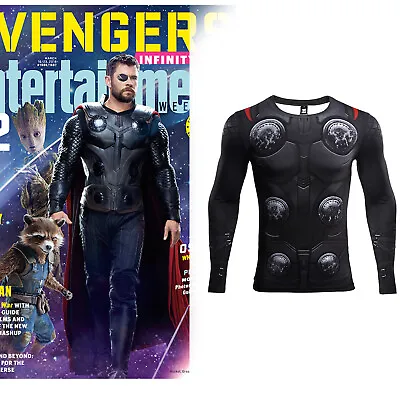 Avengers: Infinity War Thor Tee Long Sleeve T Shirt Sport Fitness Cosplay Party • $54.99