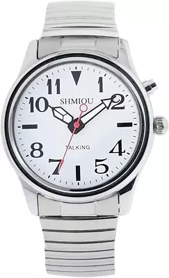 English Talking Watch With Alarm Speaking Date And Time White Dial  SILVER • £35