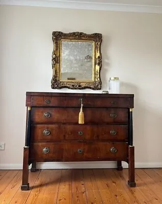 Stunning Antique Italian Large Empire Walnut Chest Of 4 Drawers • £599.99