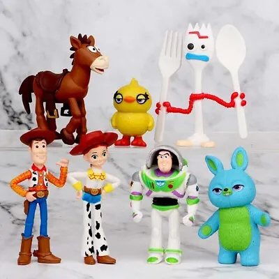 7 Pcs Disney Story 4 Fokry Buzz Lightyear Woody Jessie Action Figure Doll Toy • $18.79