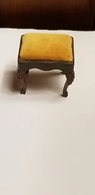 Vintage Sonia Messer Dollhouse MINIATURE Wood Gold Velvet Foot Stool Footstool • $24.99