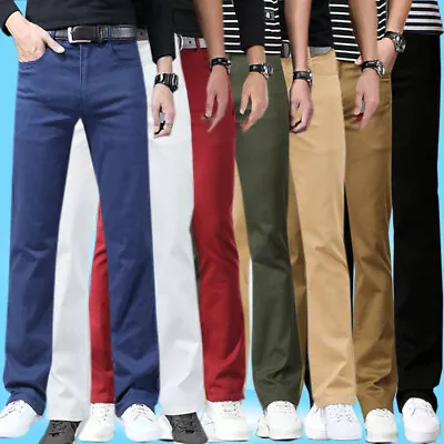 Mens Bell Bottom Jeans 60s 70s Flared Long Pants Stretch Trousers Slim Fit Pants • $41.39