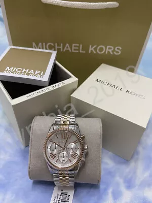 Michael Kors MK5735 Lexington Chronograph Tri Tone 38mm Silver Dial Ladies Watch • $105