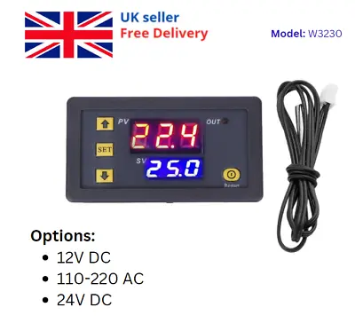 12V 24V 110-220V Digital Thermostat Temperature Controller Meter Regulator W3230 • £7.50