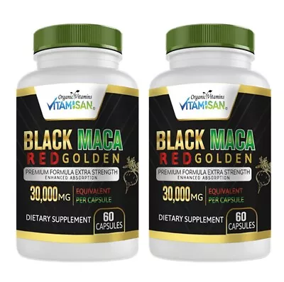 Organic Vitamisan Maca Root Black Red Yellow 30000 Mcg Capsules Peru Maca 120 • $16.42