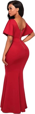 £0.99 • Buy New Red V Neck Short Sleeve Mermaid Floor Length Dress Size 8/10 Length 5 9