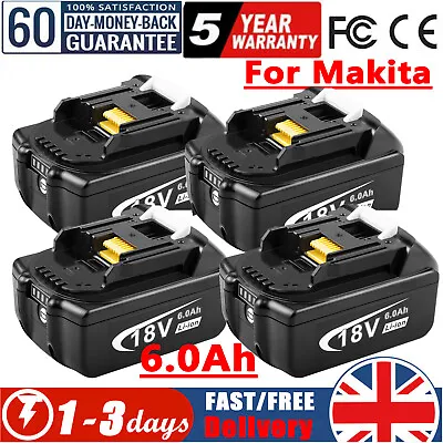 £19.49 • Buy 4X 18V For Makita BL1860 18 Volt 6.0Ah Li-Ion Cordless Battery BL1850 BL1830 LED
