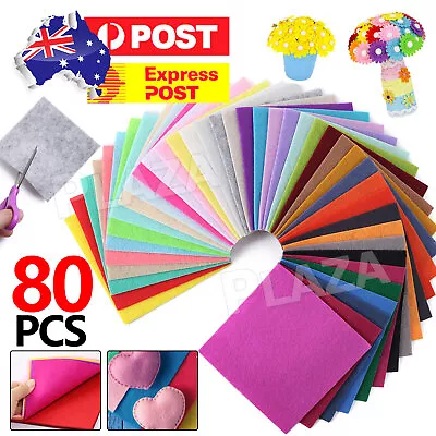 80pcs Coloful Soft Felt Fabric Non-Woven Cloth Sheets Handmade DIY Sewing Crafts • $13.95