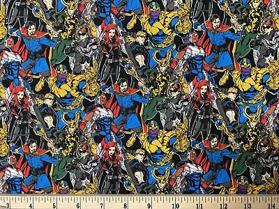 MARVEL VILLAINS PACKED STACKED 1/4 Yard (9” X 43”) 100% Cotton Fabric New • $4.99