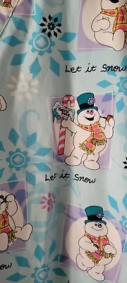 FROSTY The Snowman Winter Snow Women's Scrub Top Size Large Blue Snowflakes • $13