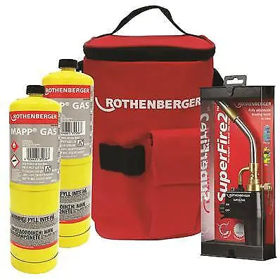 Rothenberger Hotbag 35644 Super Fire 2 Bag & 2x Mapp Gas 19828 • £109.95