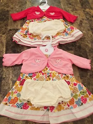 New 3pc Quality Cutey Couture Baby's Dress Cardigan & Knickers Outfit Set • £11.99