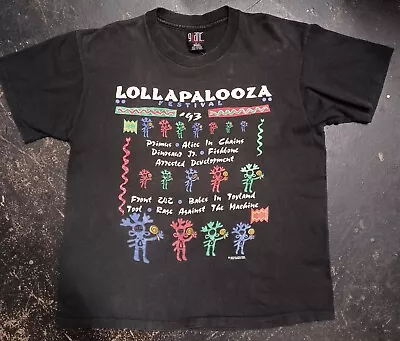 Vintage 1993 Lollapalooza Music Festival Black XL Authentic Band Shirt Giant Tag • $350