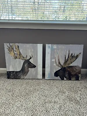 Deer And Moose Canvases 2 Pieces Canvas Wall Art Picture Home Decor • $30