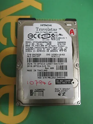 £24.68 • Buy Hitachi 40GB IDE PATA 2.5  Laptop Hard Disk Drive HDD HTS548040M9AT00 (I104-A)