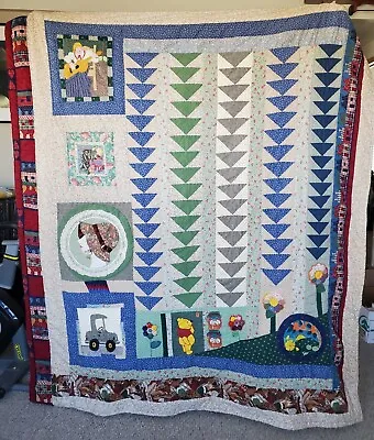 Funky Antique Vintage Handmade Applique Patchwork Quilt California 68 X 80 Inch • $125