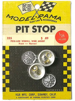 1965 K&B Aurora 1:24 Slot Car Pit Stop Parts POSI-LOK WIRE WHEEL SET 235 Narr FR • $13.99