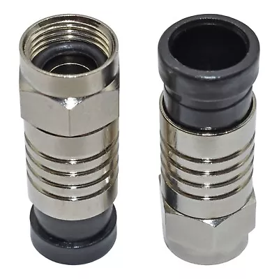 £2.89 • Buy Chrome Snap Seal Compression Type F Plug Connector Rg6 Wf100 Coax Cable Coaxial